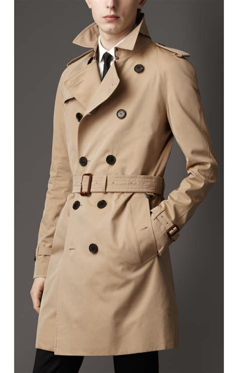 mens burberry mid-length cotton gabardine trench coat|burberry kensington heritage trench coat.